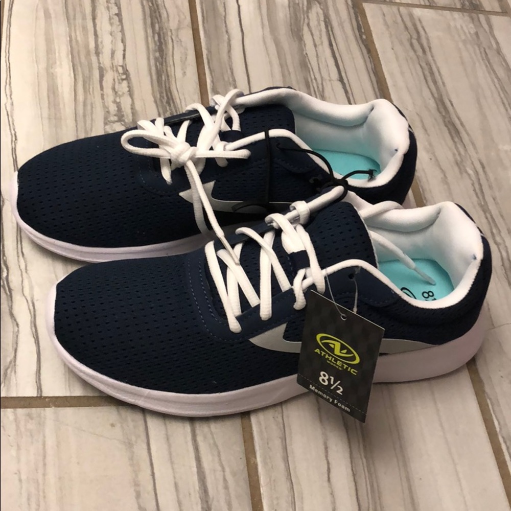 Navy and silver tennis shoes